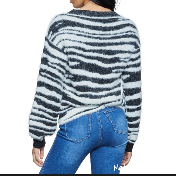 Blashe Zebra Print Eyelash Crew Neck Sweater - Picture 3 of 8